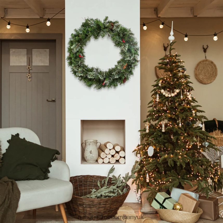 Greenery | National Tree Company 36\ Glistening Pine Wreath with LED Lights F2L4F250